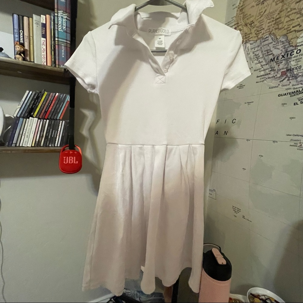 PLANET GOLD WHITE COLLARED DRESS